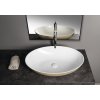 Polysan Banera Oval umyvadlo na desku 60 x 40 cm bez otvoru pro baterii bez přepadu litý mramor bílá béžová mat 14397.82