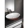Polysan Banera Oval umyvadlo na desku 60 x 40 cm bez otvoru pro baterii bez přepadu litý mramor bílá hnědá mat 14397.72