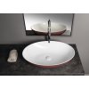 Polysan Banera Oval umyvadlo na desku 60 x 40 cm bez otvoru pro baterii bez přepadu litý mramor bílá hnědá mat 14397.72