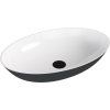 Polysan Banera Oval umyvadlo na desku 60 x 40 cm bez otvoru pro baterii bez přepadu litý mramor bílá antracit mat 14397.52