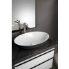 Polysan Banera Oval umyvadlo na desku 60 x 40 cm bez otvoru pro baterii bez přepadu litý mramor bílá antracit mat 14397.52