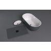 Polysan Banera Oval umyvadlo na desku 60 x 40 cm bez otvoru pro baterii bez přepadu litý mramor bílá antracit mat 14397.52