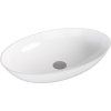 Polysan Banera Oval umyvadlo na desku 60 x 40 cm bez otvoru pro baterii litý mramor bílá 14397