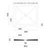 GSI Extra Flat obdélníková sprchová vanička 80 x 70 x 2 cm keramika černá mat 46080726