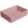 GSI Kube X obdélníkové umyvadlo na desku 50 x 37 cm bez otvoru pro baterii bez přepadu keramické blush mat růžová 942924