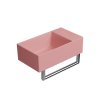 GSI Kube X obdéníkové umývátko 40 x 23 cm bez otvoru pro baterii pravé/levé bez přepadu keramické blush mat růžová 9484024