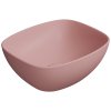 GSI Nubes obdélníkové umyvadlo na desku 40 x 35 cm bez otvoru pro baterii bez přepadu keramické blush mat růžová 978524