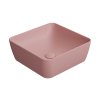 GSI Nubes čtvercové umyvadlo na desku 38 x 38 cm bez otvoru pro baterii bez přepadu keramické blush mat růžová 903824