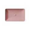GSI Nubes obdélníkové umyvadlo na desku 60 x 38 cm bez otvoru pro baterii bez přepadu keramické blush mat růžová 903624