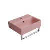GSI Nubes umývátko 40 x 32 cm broušená spodní hrana s otvorem pro baterii s přepadem keramické blush mat růžová 96849124