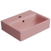 GSI Nubes umývátko 40 x 32 cm broušená spodní hrana s otvorem pro baterii s přepadem keramické blush mat růžová 96849124