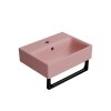 GSI Nubes obdélníkové umývátko 40 x 32 cm s otvorem pro baterii s přepadem keramické blush mat růžová 9684124