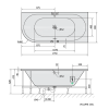 Polysan VIVA R hydromasážní vana asymetrická 175 x 80 x 47cm pravá Highline Hydro akrylát chrom 78119.5010