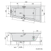 Polysan ANDRA R hydromasážní vana asymetrická 170 x 90 x 45 cm pravá Highline Hydro akrylát chrom bílá 81511.5010