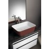 Polysan Banera Square umyvadlo na desku 50 x 36 cm bez otvoru pro baterii bez přepadu litý mramor bílá/hnědá mat 14596.72