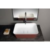 Polysan Banera Square umyvadlo na desku 50 x 36 cm bez otvoru pro baterii bez přepadu litý mramor bílá/hnědá mat 14596.72