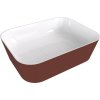 Polysan Banera Square umyvadlo na desku 50 x 36 cm bez otvoru pro baterii bez přepadu litý mramor bílá/hnědá mat 14596.72