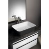 Polysan Banera Square umyvadlo na desku 50 x 36 cm bez otvoru pro baterii bez přepadu litý mramor bílá/antracit mat 14596.52