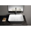 Polysan Banera Square umyvadlo na desku 50 x 36 cm bez otvoru pro baterii bez přepadu litý mramor bílá/antracit mat 14596.52
