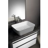Polysan Banera Square umyvadlo na desku 50 x 36 cm bez otvoru pro baterii bez přepadu litý mramor bílá/šedá mat 14596.32