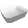 Polysan Banera Square umyvadlo na desku 50 x 36 cm bez otvoru pro baterii bez přepadu litý mramor bílá/šedá mat 14596.32